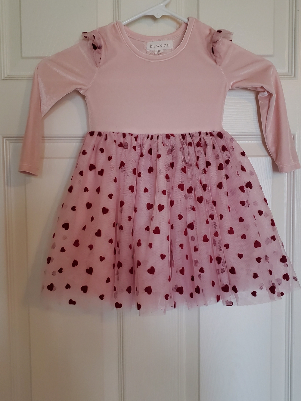 btween Pink Heart Tulle Party Dress